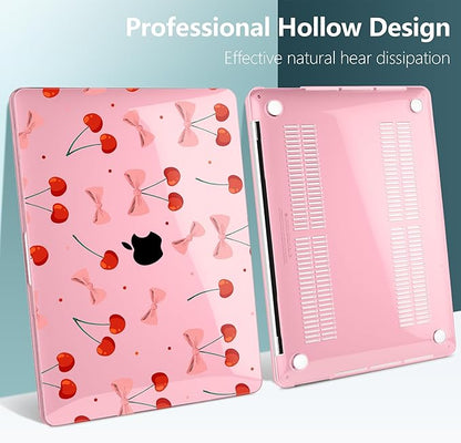 TWOLSKOO Compatible with MacBook Pro 13 inch Case 2023-2016 A2338 M2/M1 A2251 A2289 A2159 A1989 A1706, Plastic Hard Shell Cover & Keyboard Skin & Screen Protector, Cute Cherry