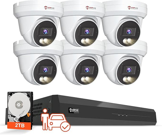 Anpviz 8CH 4K PoE Security Camera System, 6pcs 8MP Wired PoE IP Cameras