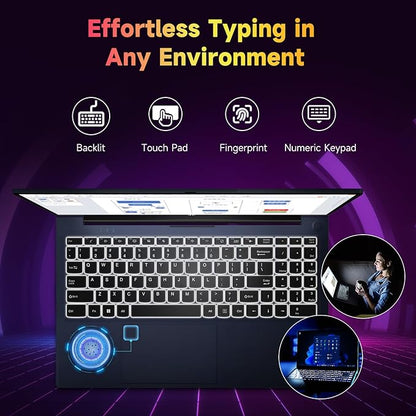 NIMO 15.6 inch Laptop FHD, AMD Ryzen 5 3500U, 8 GB RAM, 256 GB SSD, Windows 11, Backlit Keyboard, Fingerprint Reader, 65W PD, Lightweight Computer for Work and Homeschooling,Deep Blue