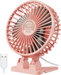 JZCreater USB Desk Fan, Portable Mini Fan, 3 Speeds Desktop Table Cooling, Plug in Power, Rotation Strong Wind, Quiet Personal Small Fan for Home Desktop Office Travel Bedroom, Pink