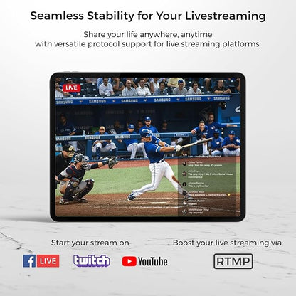 VM33 Gen 2 2K Wireless Streaming Camera with 40X Zoom, App Control, 6H Battery, RTMP & NDI Protocol, 8 Noise Canceling Mics/External Mic Input, Multi-cam, Stream on Facebook/YouTube/Twitch