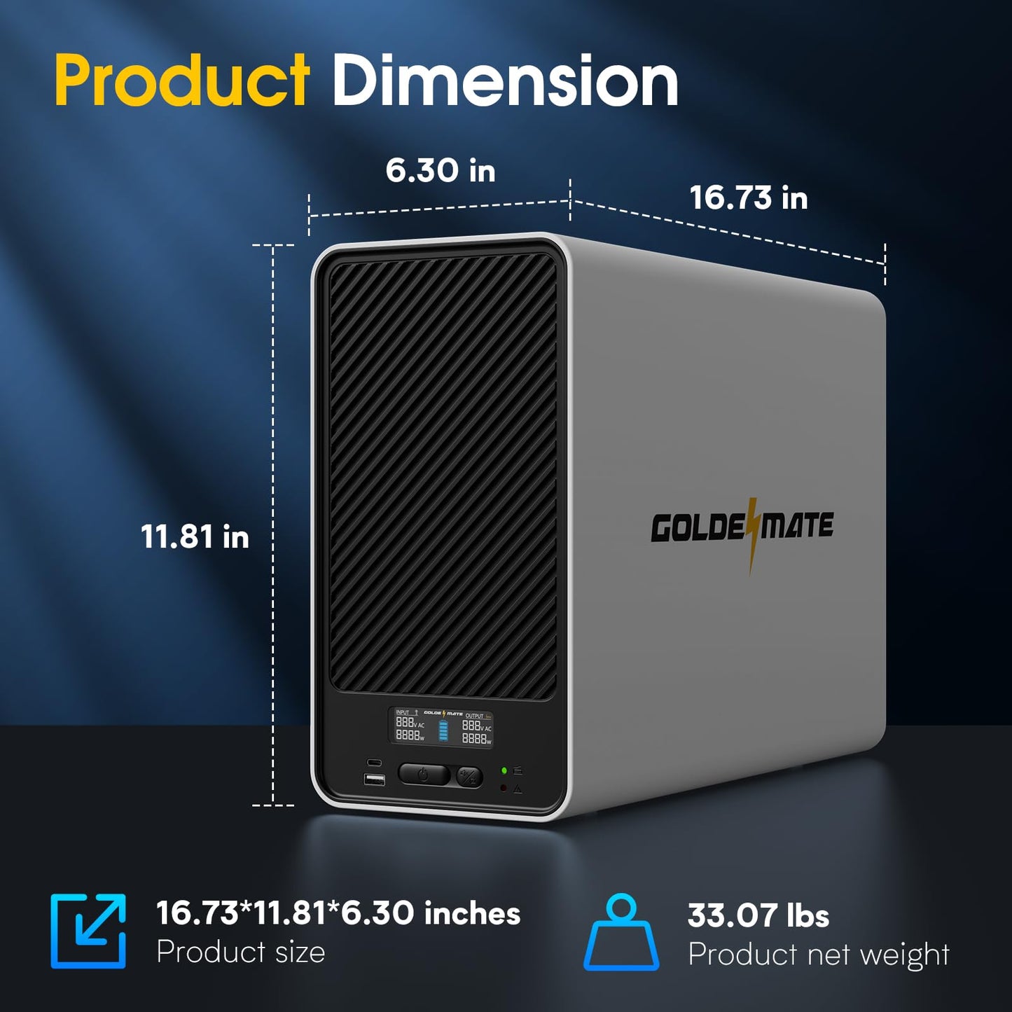GOLDENMATE 1500VA/1200W Lithium UPS Battery Backup & Surge Protector, White