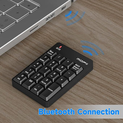 MOFII Bluetooth 5.1 Number Pad Wireless Numeric Keypad Silent 19 Keys USB Keypads, Portable Financial Accounting Numpad 10 Key for Laptop/Notebook/Surface Pro/PC - Black