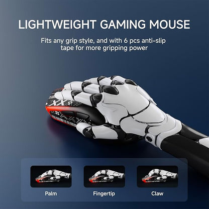 EWEADN X23Pro Wireless Gaming Mouse, 2.4G/BT5.0/USB-C Esports Gaming Mouse, 49g Lightweight Mouse Gaming, 12000 DPI Wireless Mouse with 6 Programmable Buttons, for Laptop/PC/Mac, Black-red