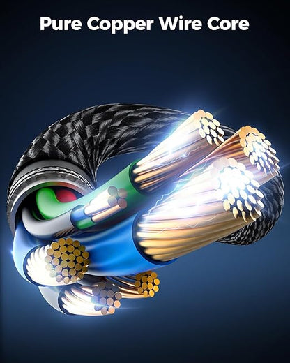 Cratree Long HDMI Cable 30FT - 8K 60hz, High Speed HDMI Cable 4K 120hz Braided,48Gbps,HDCP 2.2&2.3,eARC - Compatible with HDTV,Projector,Monitor and More