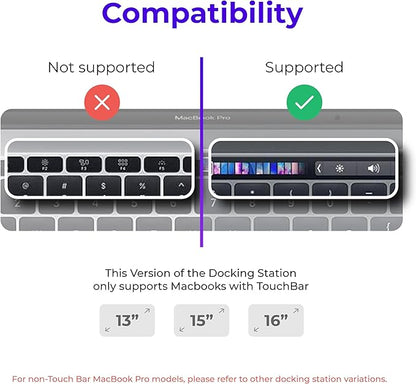 Dock for 13" 15" 16" MacBook Pro - Docking Station - Connect w/Two Thunderbolt 4 USB-C Ports - Mac Docking Station Hub for MacBook Pro 13, 15, 16 (2016-2020, 13" M1 & M2 2022) with Touch Bar