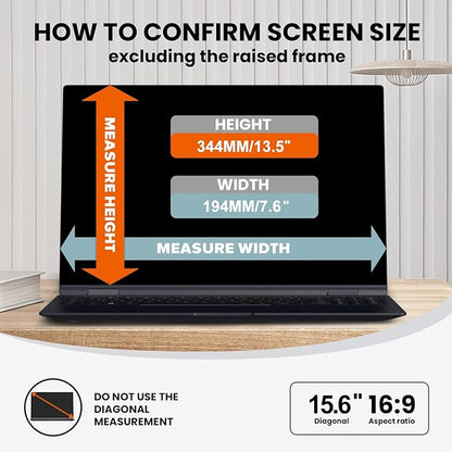 HD Laptop Privacy Screen 15.6 inch, Upgraded Laptop Privacy Screen for 16:9 Widescreen Removable Anti Glare Cover and Blue Light UV-Blocking Filter