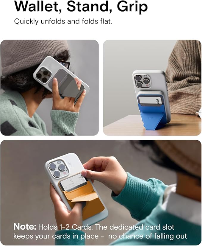 MOFT Magnetic Wallet Stand Compatible with iPhone 16/15/14/13/12 Series, Angle Adjustment & Magsafe Compatible MOVAS Phone Stand,Seafoam