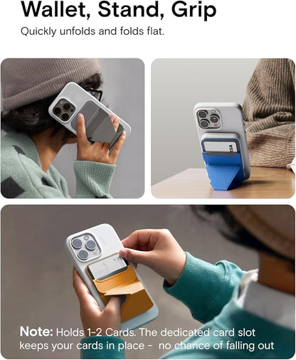 MOFT Magnetic Wallet Stand Compatible with iPhone 16/15/14/13/12 Series, Angle Adjustment & Magsafe Compatible MOVAS Phone Stand,Seafoam