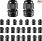 25 PCS 3/8"(5-10mm) NPT Nylon Cable Gland Joints with Gaskets, IP68 Adjustable Lock Nut Strain Relief Cord Grip Waterproof Cable Glands - UL Listed and RoHS Compliant