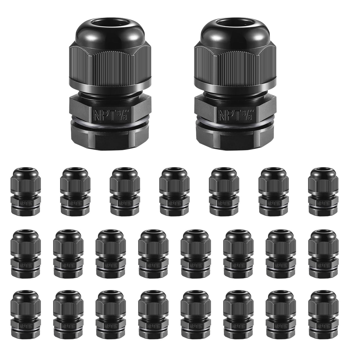 RTHIEAI 50 PCS 1/4"(4-8mm) NPT Nylon Cable Gland Joints with Gaskets, IP68 Adjustable Lock Nut Strain Relief Cord Grip Waterproof Cable Glands - UL Listed and RoHS Compliant