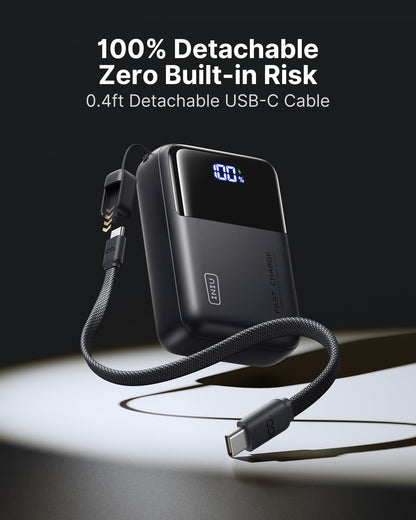 INIU 100W Fast Charging Power Bank, Smallest 25000mAh High Capacity Laptop Portable Charger, 3-Port Battery Phone Pack with Detachable USB C Cable for Flight-Safe iPhone MacBook Dell Steam Deck etc