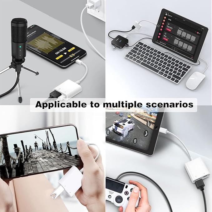 [Apple MFi Certified] Lightning to USB Camera Adapter with Charging Port for iPhone, USB3 Female OTG Adapter Compatible with iPhone/iPad Card, Readers, USB Flash Drives, Keyboards, Mice