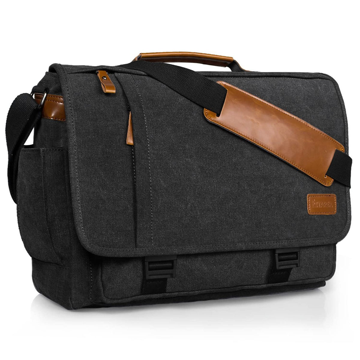 ESTARER 13-14 Inch Laptop Messenger Bag Water-Resistant Canvas Shoulder Bag for Business College, Grey