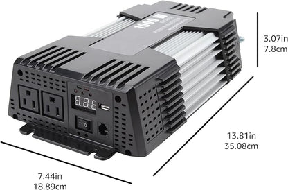 Amazon Basics 1000W Car Power Inverter - 12V to AC 110V, 13.81 x 7.44 x 3.07 inches