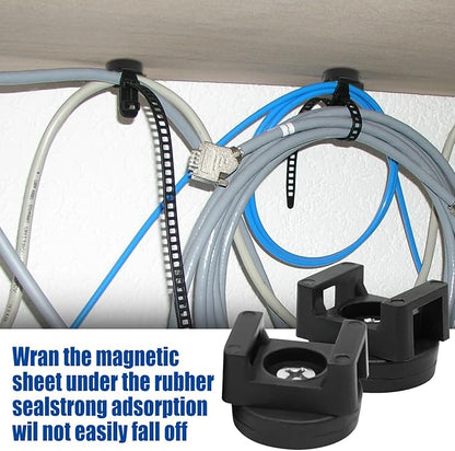 20Pcs Magnetic Cable Zip Tie Base, Multipurpose Cable Ties Mount Wire Clips Management Base,Heavy Duty Wire Cable Holder Supplies for Electrical Cable Wire Organization(Vertical Tension 3.5kg)