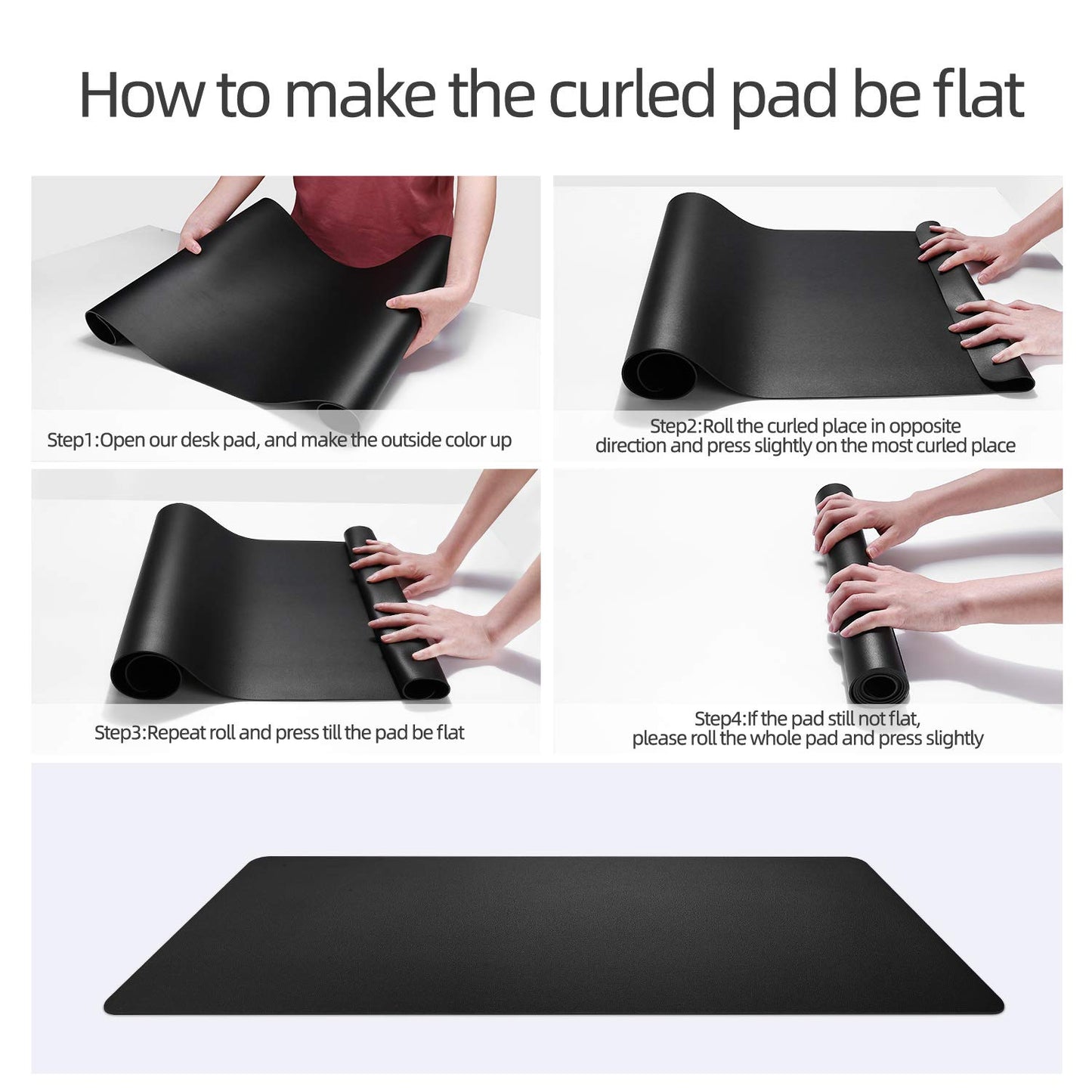 YSAGI Dual-Sided Desk Pad Protector, Desk Mat with Non-Slip - Waterproof PU Leather Office Desk Blotter for Mouse, Keyboard, Writing,35.4" x 17", Black