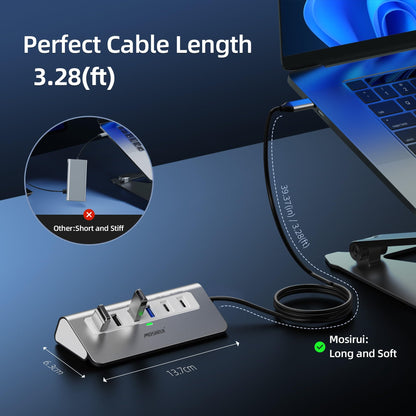 USB C Hub, Mosirui 9 in 1 USB C Hub Multiport Adapter with 4K@60Hz HDMI, PD 100W,USB C & 2 USB A 3.0 5Gbps,2 USB A 2.0,SD/TFCard Reader, 3.3 Ft Long Host Connection Cable, Usb Hub for Laptop & MacBook