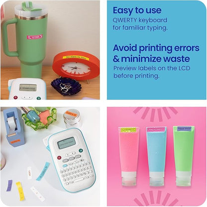 Brother P-Touch PT-N10 Personal Handheld Label Maker, Portable and Prints, P-Touch Btag ~½” (12mm) Wide Color Personalized Label Tapes,