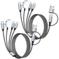 Travel Essentials 4 in 2 Multi Charging Cable for iWatch Charger(2Pack 5FT),USB A/USB C Multiple Charger Cable/Cord for All Devices Compatible for iWatch Ultra/SE/10-1,iPhone 16-11, Android,More