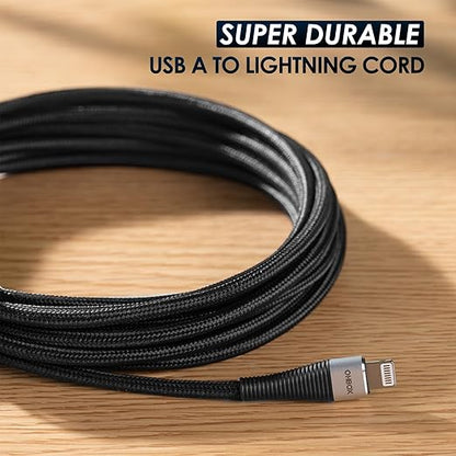 iPhone Charger Cord 6 ft 2Pack, [Apple MFi Certified] USB A to Lightning Cable Braided Fast Charging Cord Compatible with iPhone14 Pro Max/Plus/13/12/11/X/XR/XS/SE/8/7/6/5/iPad - Black