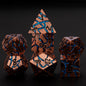 Maywin Cracked Rune Metal Dice Set for DND & RPG – Dark Fantasy Fractured Design, Premium Heavy Metal Polyhedral Dice with Deep Engraved Numbers, 7-Piece Set – Blue Arcane Vein
