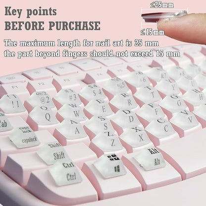 80 Pcs Keyboard Sticker for Long Nails Typing and Gaming, Symbolic and Alphanumeric Sticky Silicone Keys for Keyboards and Laptop (Translucent)