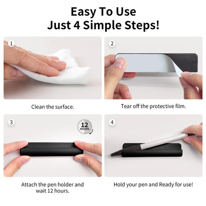 ELETIUO Pencil Holder For Most Pens,Pencils,Self-Adhesive Stick To Notebooks,Diary,Desks,Whiteboards Or Any Surface,Silicone Pen Holder For Home,Office And Desk Organization,Black
