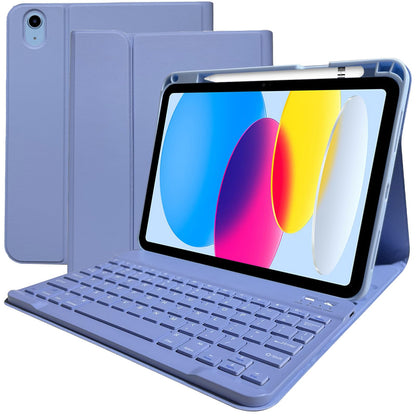 BSBLESS Keyboard Case for iPad 11th 10th Generation - iPad 10th Generation Case with Detachable Wireless Keyboard - Smart Folio Cover with Pencil Holder for 11-inch A16 2025 10.9-inch 2022, Purple