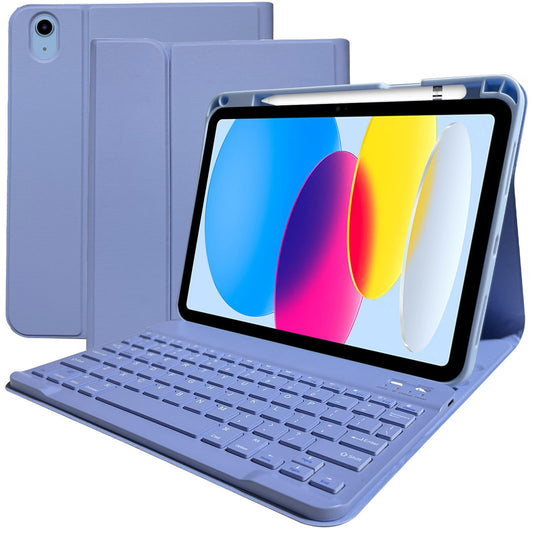 BSBLESS Keyboard Case for iPad 11th 10th Generation - iPad 10th Generation Case with Detachable Wireless Keyboard - Smart Folio Cover with Pencil Holder for 11-inch A16 2025 10.9-inch 2022, Purple