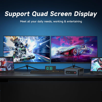Reatan A8 Mini PC AMD Ryzen 7 8745H 16GB RAM DDR5 1TB SSD 8C/16T，up to 8K Quad-Screen Displays, WiFi 6E, OCuLink Mini Gaming Computers Home Theater Office Business