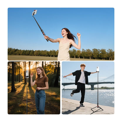 NEEWER Basics PA991 Selfie Stick Tripod Compatible with iPhone Samsung Android, 57.9 Inch Metal Portable Lightweight Travel Mobile Phone Stand with Holder & Remote Control for Video Recording