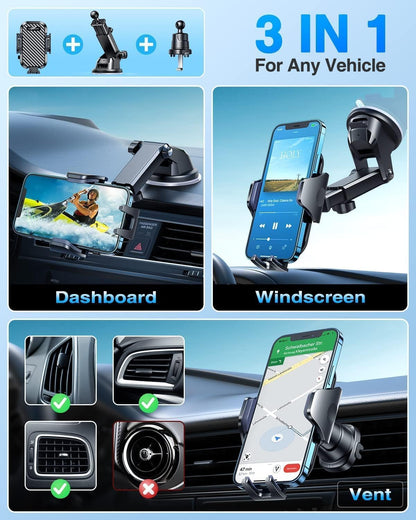 VANMASS Car Phone Holder 2026 Ultimate Military-Grade Strongest Suction & Clip Windshield Dashboard【Newest Best Strongest】Cell Phone Shower & Wall Mounts for iPhone 17 Pro Max 16 15 14 13 Android