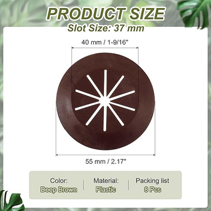 PATIKIL Desk Grommet 1-9/16", 8 Pcs Round Cable Grommet Cord Hole Cover with Adhesive Tape Flexible Table Wire Organizer for Office Home Table Countertop, Deep Brown