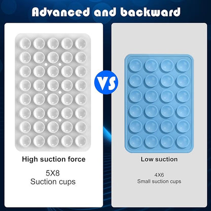 2PACK Silicone Double Sided Suction Phone Case Mount, Detachable Hands Free & Strong Grip Holder for Selfies & Videos, Compatible iPhone Android (White, 2Pack 40 Suction Cups)