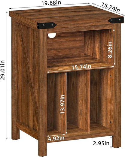 Record Player Stand with Vinyl Record Storage Holds up to 160 Albums,Large Wood Record Player Table Dispaly Shelf，Brown Turntable Stand Cabinet for Living Room,Bedroom,Office 7