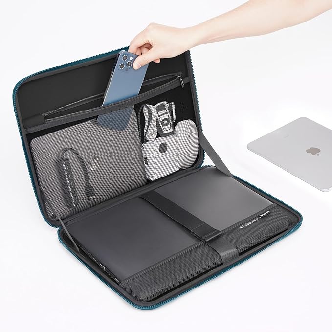 DOMISO 15.6 inch Laptop Sleeve with Handle Shockproof Waterproof EVA Protective Case for 15.6" Yoga 720 IdeaPad 310 320 ThinkPad T570/Legion 5 Gen 6/HP Envy 15/15.6" Notebooks, Teal