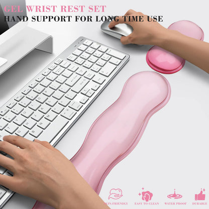 ABRONDA Gel Wrist Rest for Keyboard and Mouse, Wrist Rest for Keyboard, Mouse Wrist Support, Pain Relief, Cool Touch, Non-Skid, Keyboard and Mouse Wrist pad Set