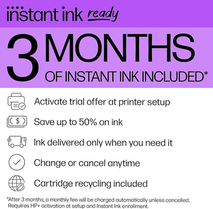 HP DeskJet 4227e Wireless All-in-One Color Inkjet Printer, Scanner, Copier, Best-for-Home, 3 Months of Instant Ink Trial Included (6W7F0A)