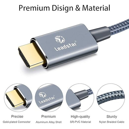 LEADSTAR HDMI Cable 4K 75 ft Fiber Optic, 4K 60Hz 18Gbps High Speed HDMI 2.0 Cord Braided | Ultra HD, HDR10, 1080p, eARC, 3D, HDCP 2.2 | for Xbox, PS5, TV, Laptop, Monitor
