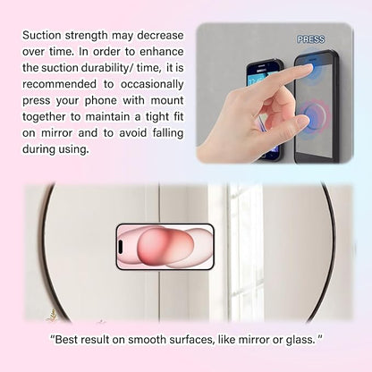 2 Pack Double Sided Silicone Suction Cup Phone Case Mount, Hands-Free Silicon Phone Grip with Higher Suction Power for Selfies and Videos, Non Slip Phone Accessories, White