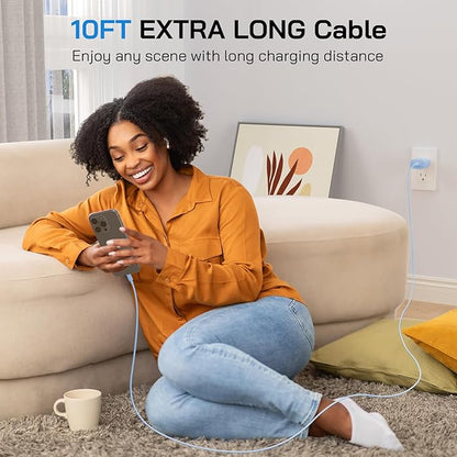 30W USB C i Phone 16 15 Charger Fast Charging, 2PACK Wall Charger for iPhone 16 15 Pro Max Charger Cord 10FT Fast Type C Charger Block for iPhone 16/16 Pro/15 Plus/15 Pro/15 Pro Max, iPad Pro, Blue