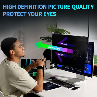 Magnetic Monitor Privacy Screen 27 inch, 9H Hanging Privacy Screen for Computer Monitor for 16:9 Frameless Monitor, Acrylic Eye Protection Anti Glare Blue Light Computer Screen Privacy Filter