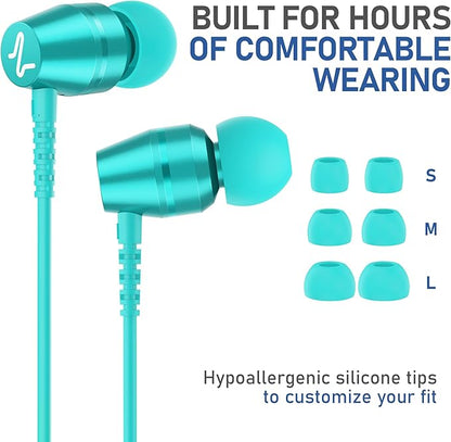 LUDOS OMNITONE USB C Headphones for iPhone 16 15 Pro Max Plus iPad Pro, 5 Years Warranty, USB-C Earbuds for Samsung Galaxy S24 S23 S22 S21 S20 A55 A54 A53, USB Type C Earphones - Turquoise