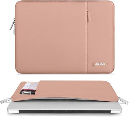 MOSISO Laptop Case 13.3 inch, 13-13.3 inch Laptop Sleeve Compatible with MacBook Air/Pro 13 / Pro 14, HP Dell ASUS Lenovo Notebook, Polyester Vertical Computer Sleeve Bag with Pocket, Salmon Pink
