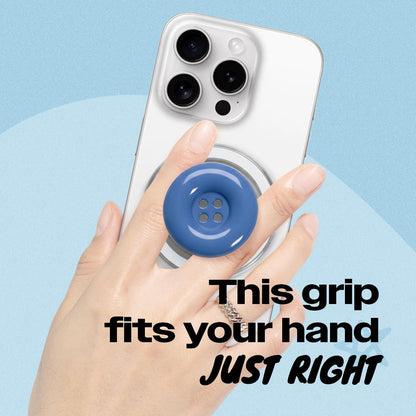 Solid Color Button Phone Grip – Minimalist Design, Durable and Lightweight, Grip and Stand for Smartphones (Blue, Magnetic Type)