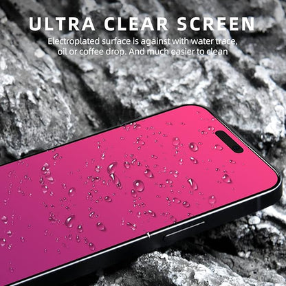 EGKimBa Privacy Screen Protector - Compatible with iPhone 16, 15, 14 Pro - 6.1 inch Gradient Colorful Electroplated Anti-Spy Anti-Blue Light Tempered Glass