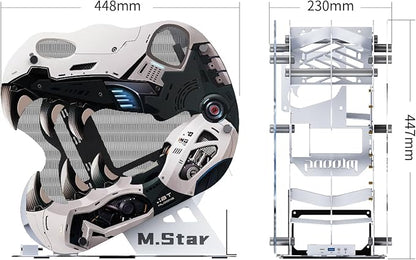 MegaPC Upgraded Open-Frame Mid-Tower Micro-ATX/Mini-ITX Gaming PC Case, Tempered Glass Side Panel, Pre-Installed ARGB PWM Fan, with USB3.0, USB-C, 240mm Radiator Support (Upgrade White)