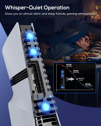 Auto Cooling Fan for PS5 Pro/Slim with USB 3.0 Port & Adjustable 3 Speed