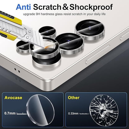 for Samsung Galaxy S25 Ultra Camera Lens Protector, Individual Metal Ring Tempered Glass Lens Cover, [Strong Adsorption] Scratch Resistant Ultra-Thin HD Clear Lens Cover, 1 Set-Gray Ring